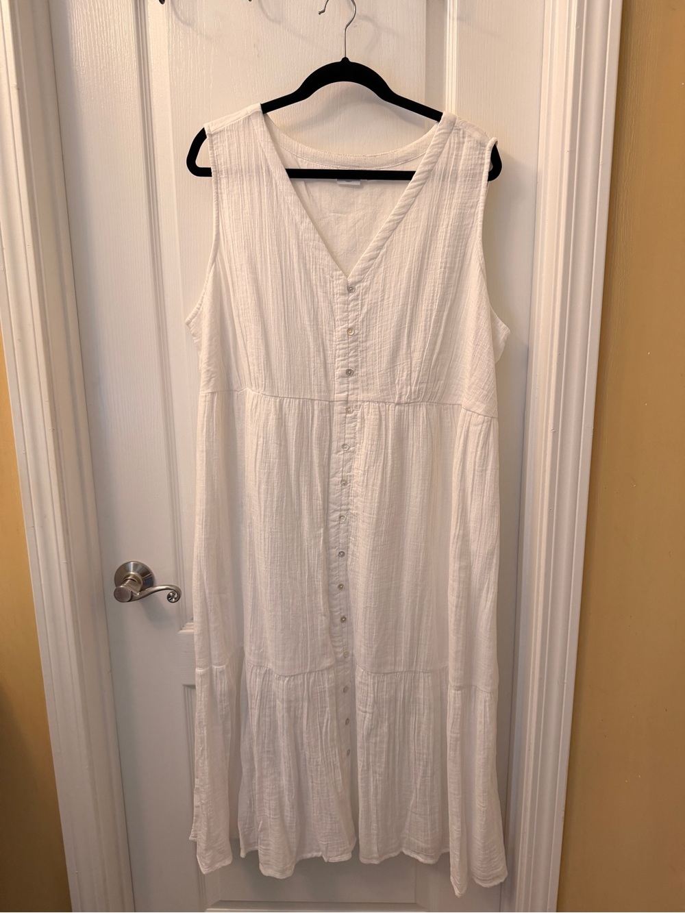 100% cotton, White Sleeveless Button-Front Maxi Dress, new directions 2X